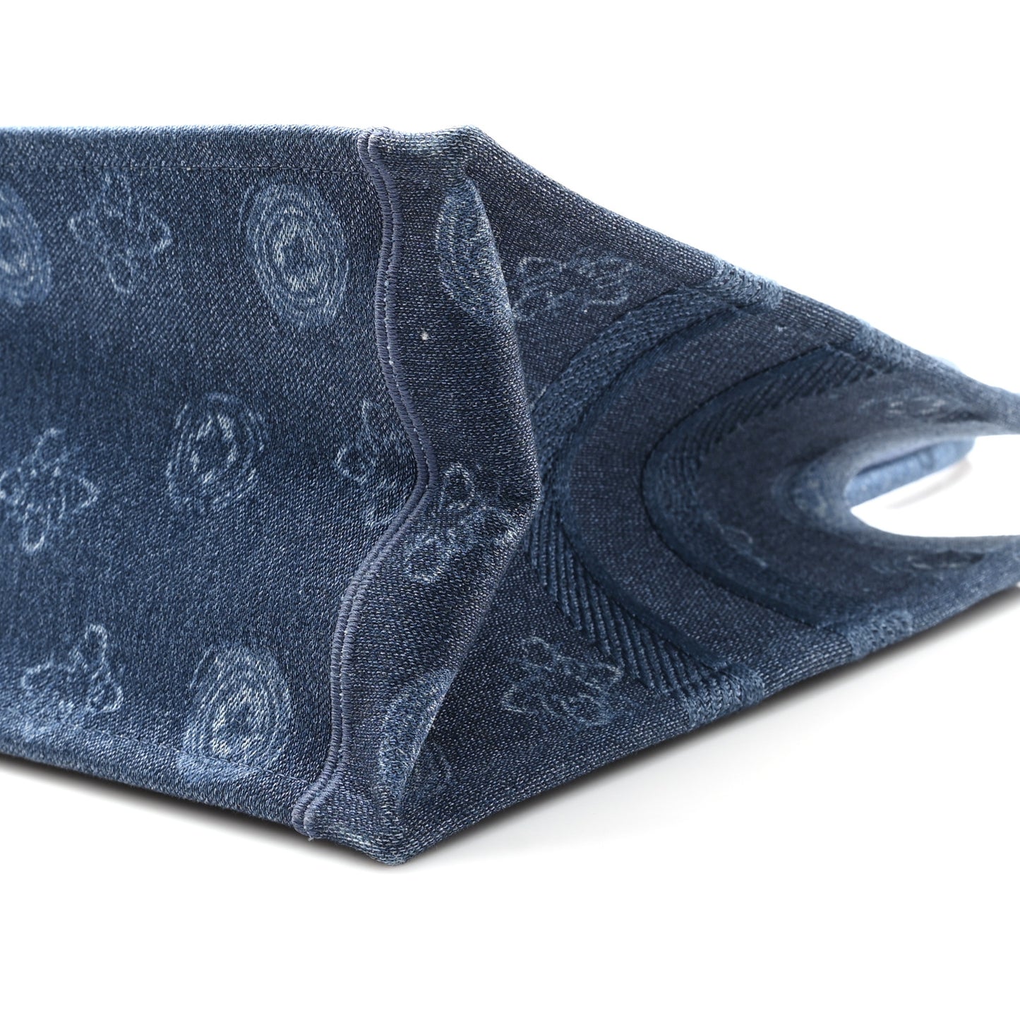 Denim Flowers Embroidered Medium Book Tote Blue