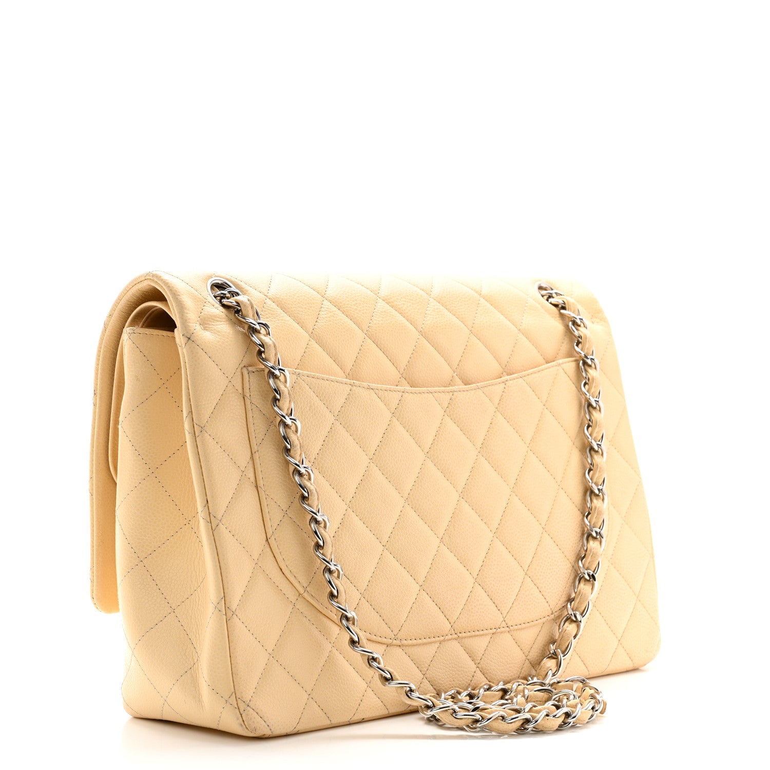 Chanel Caviar Quilted Maxi Double Flap Light Beige 3 of 14