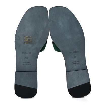 Hermes Suede Goatskin Oran Sandals 38 Vert Electrique 5 of 9