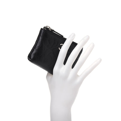 Chanel Lambskin Camellia Embossed Key Holder Case Black 2 of 12