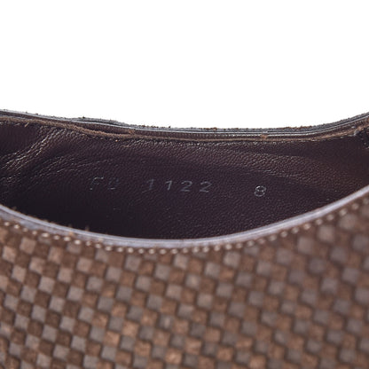 Louis Vuitton Suede Damier Mens Telegraph Derby Lace Up Shoes 8 Brown 10 of 12