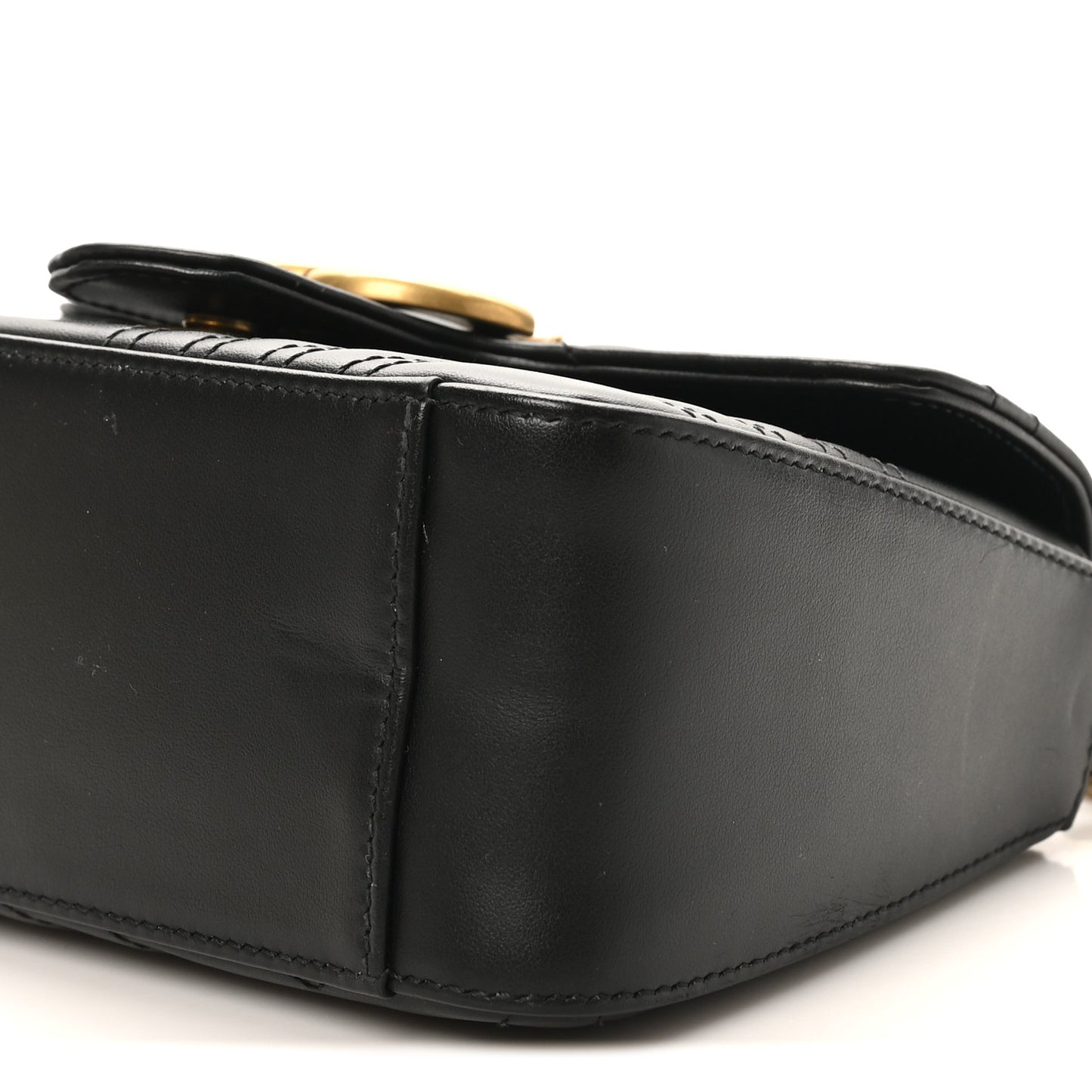 Calfskin Matelasse Mini GG Marmont Top Handle Shoulder Bag Black