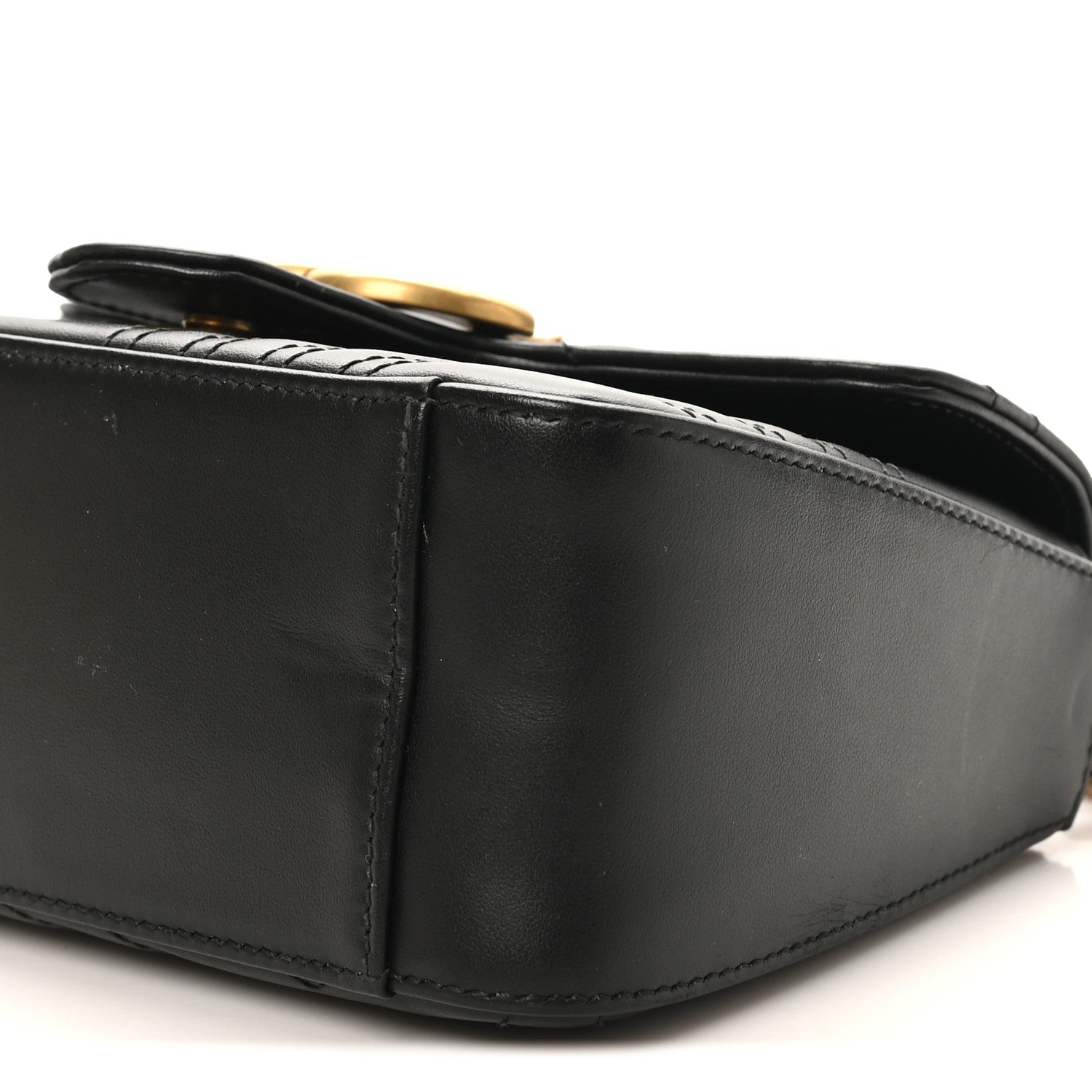 Gucci Calfskin Matelasse Mini GG Marmont Top Handle Shoulder Bag Black 10 of 10