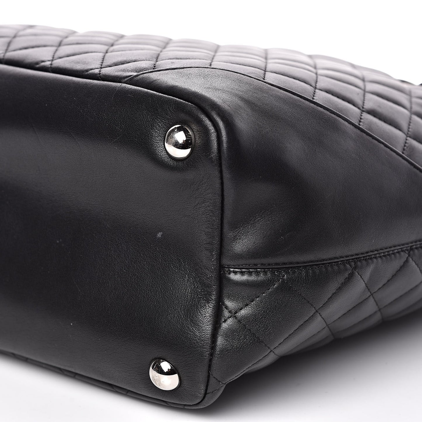 Calfskin Quilted Large Cambon Tote Black