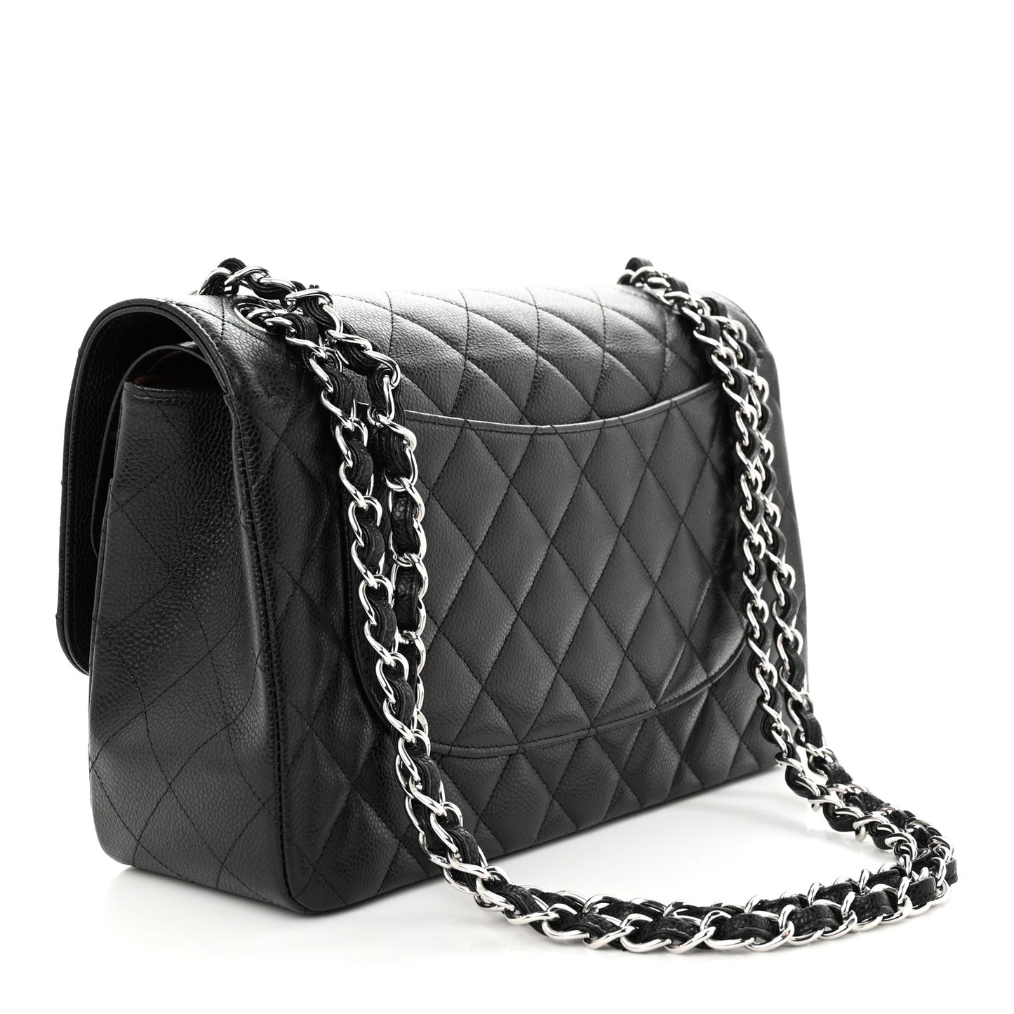 Caviar Quilted Jumbo Double Flap Black