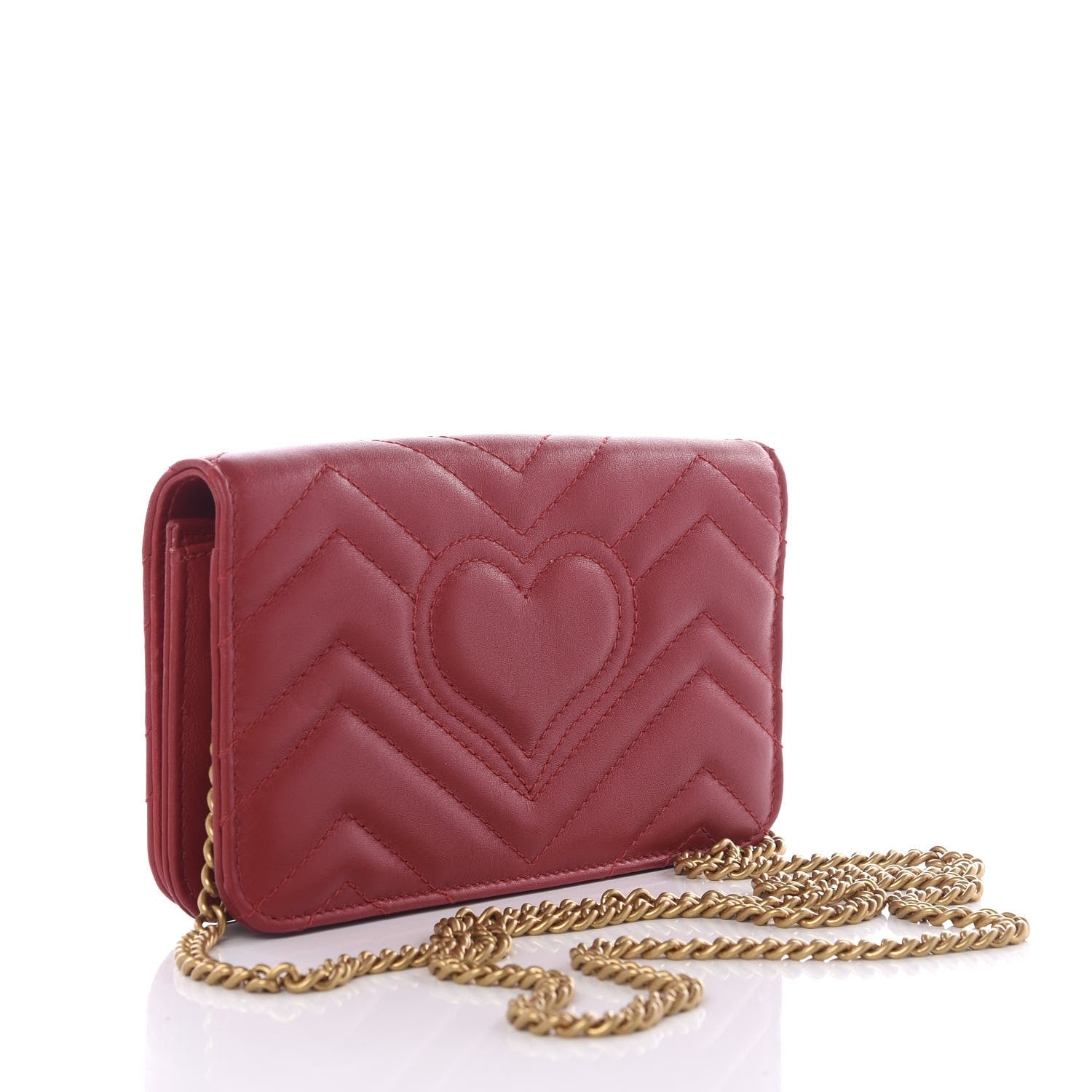 Gucci Calfskin Matelasse GG Marmont Mini Bag Hibiscus Red 2 of 9