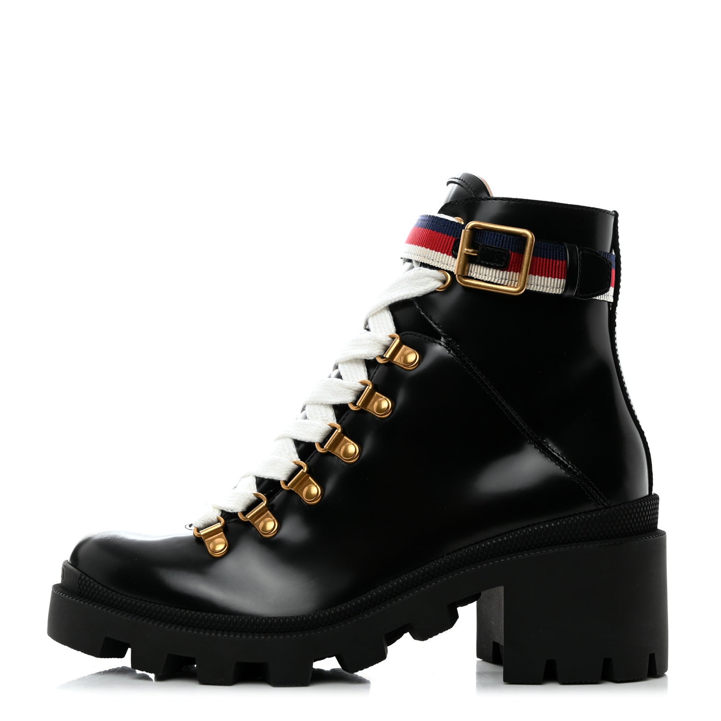Calfskin Sylvie Web Womens Lace Up Combat Boots 37 Black