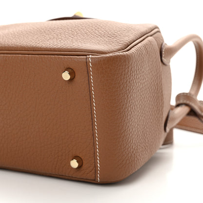 Hermes Taurillon Clemence Mini Lindy 20 Gold 10 of 11