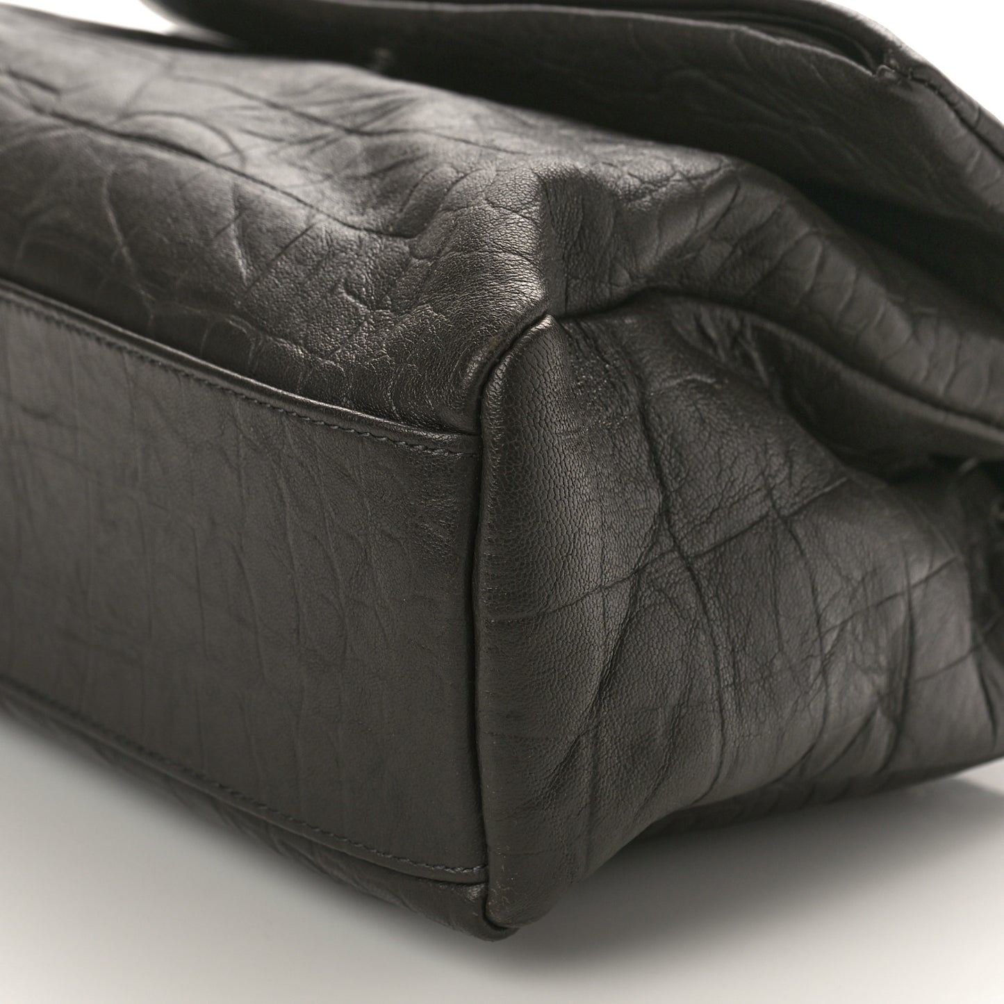 Calfskin Crocodile Embossed Medium West Hollywood Monogram Fold-Over Grey