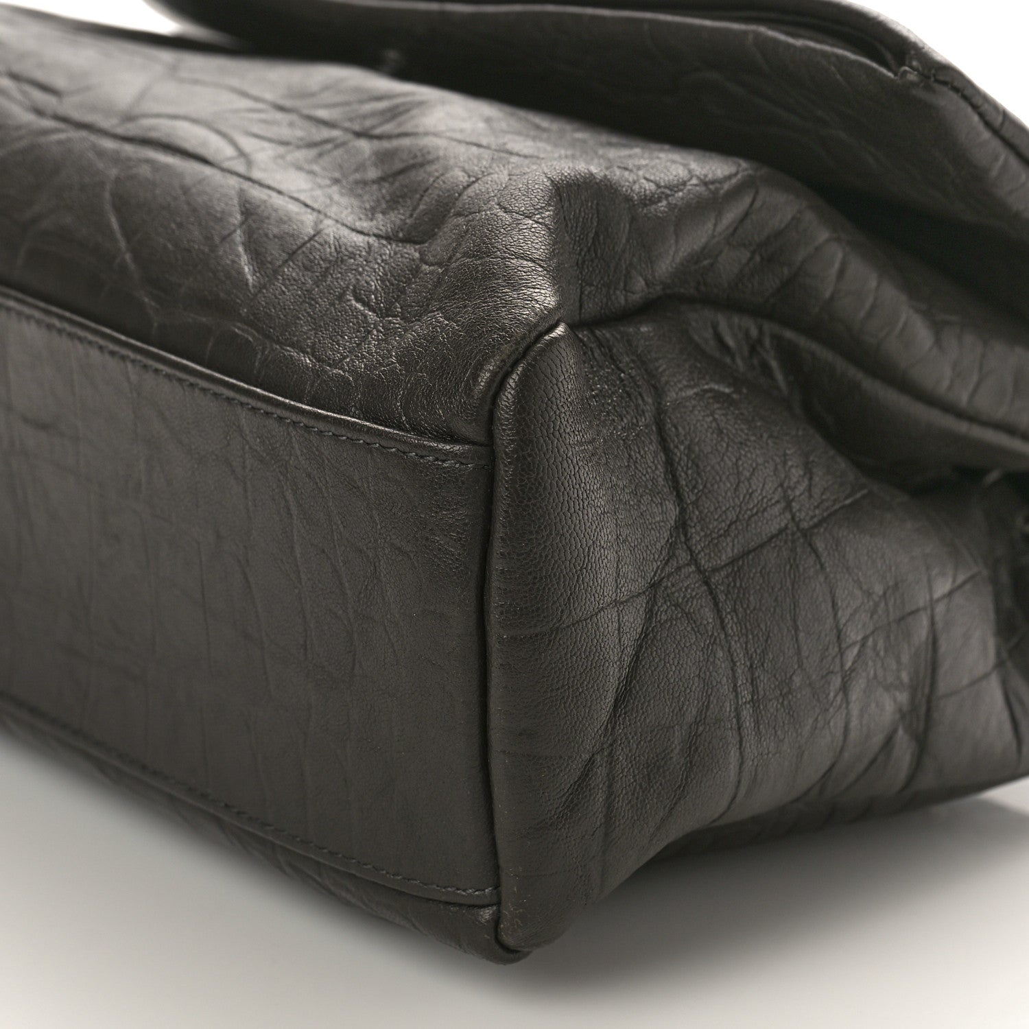 Saint Laurent Calfskin Crocodile Embossed Medium West Hollywood Monogram Fold-Over Grey 8 of 8