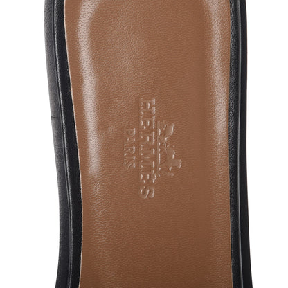 Hermes Box Calfskin Oran Sandals 37 Black 7 of 7