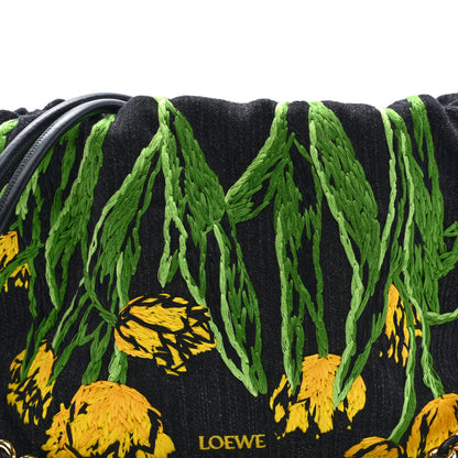 Loewe Denim Calfskin Tulip Paulas Ibiza Medium Donut Chain Flamenco Knot Clutch Black Multicolor 6 of 8