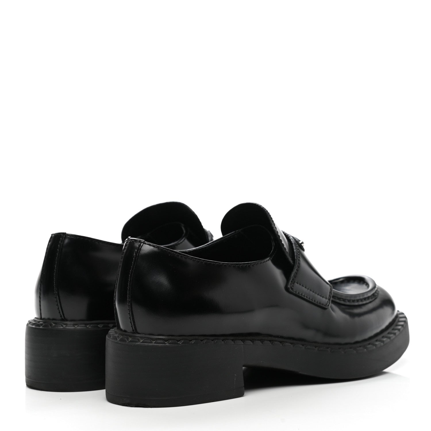 Prada Spazzolato Metal Triangle Logo 50mm Loafers 35.5 Black 4 of 9