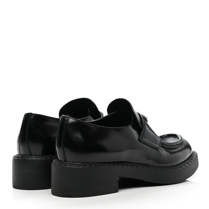 Prada Spazzolato Metal Triangle Logo 50mm Loafers 35.5 Black 4 of 9