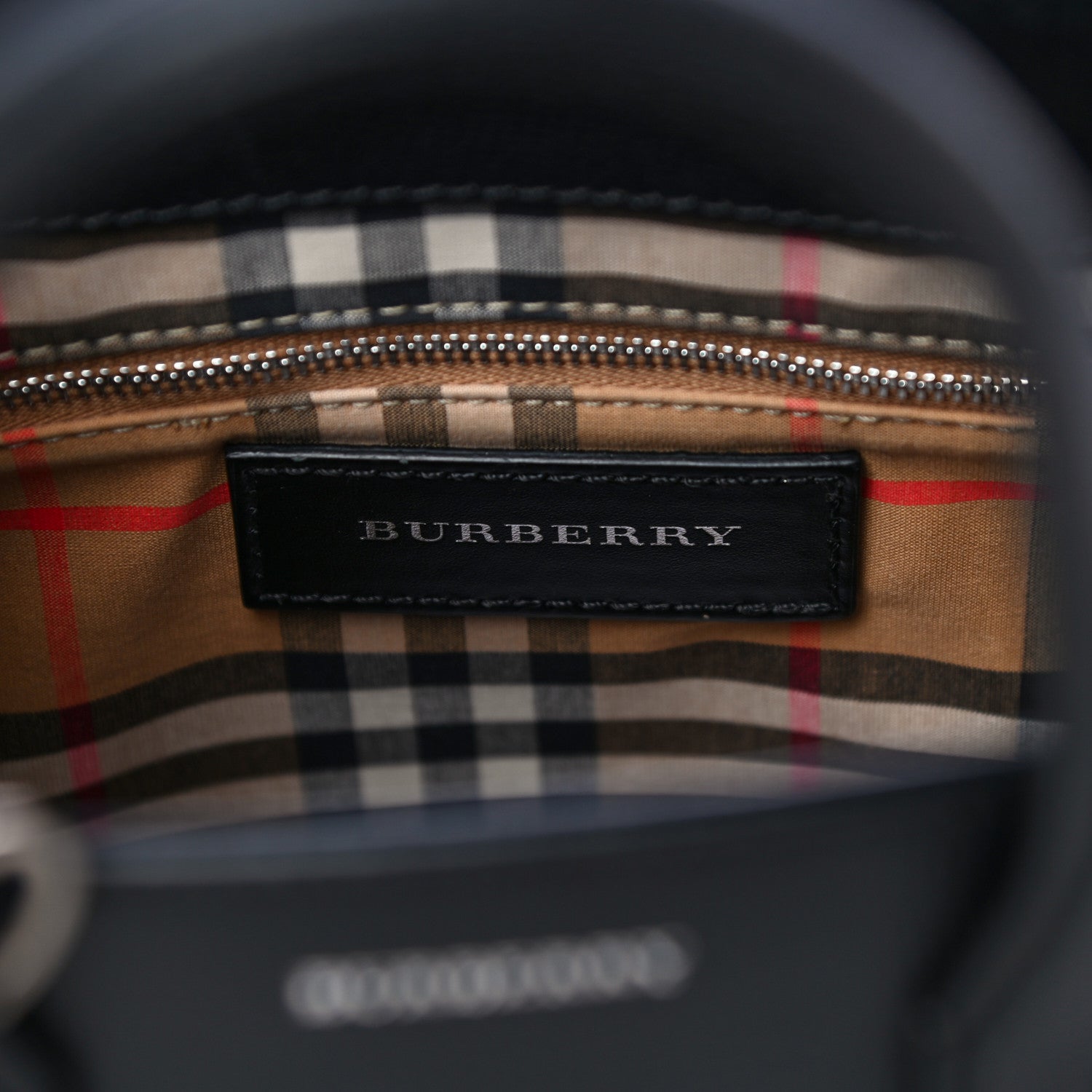 Burberry Grainy Calfskin House Check Small Banner Tote Black 6 of 19
