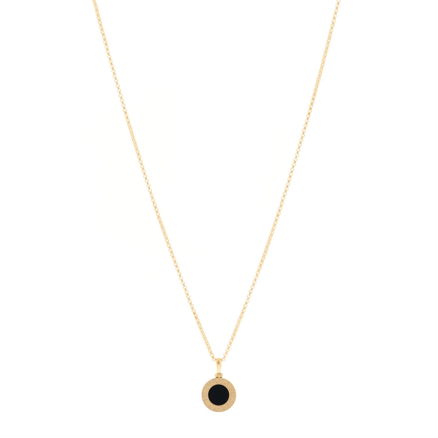 18K Yellow Gold Black Onyx BVLGARI BVLGARI Pendant Necklace