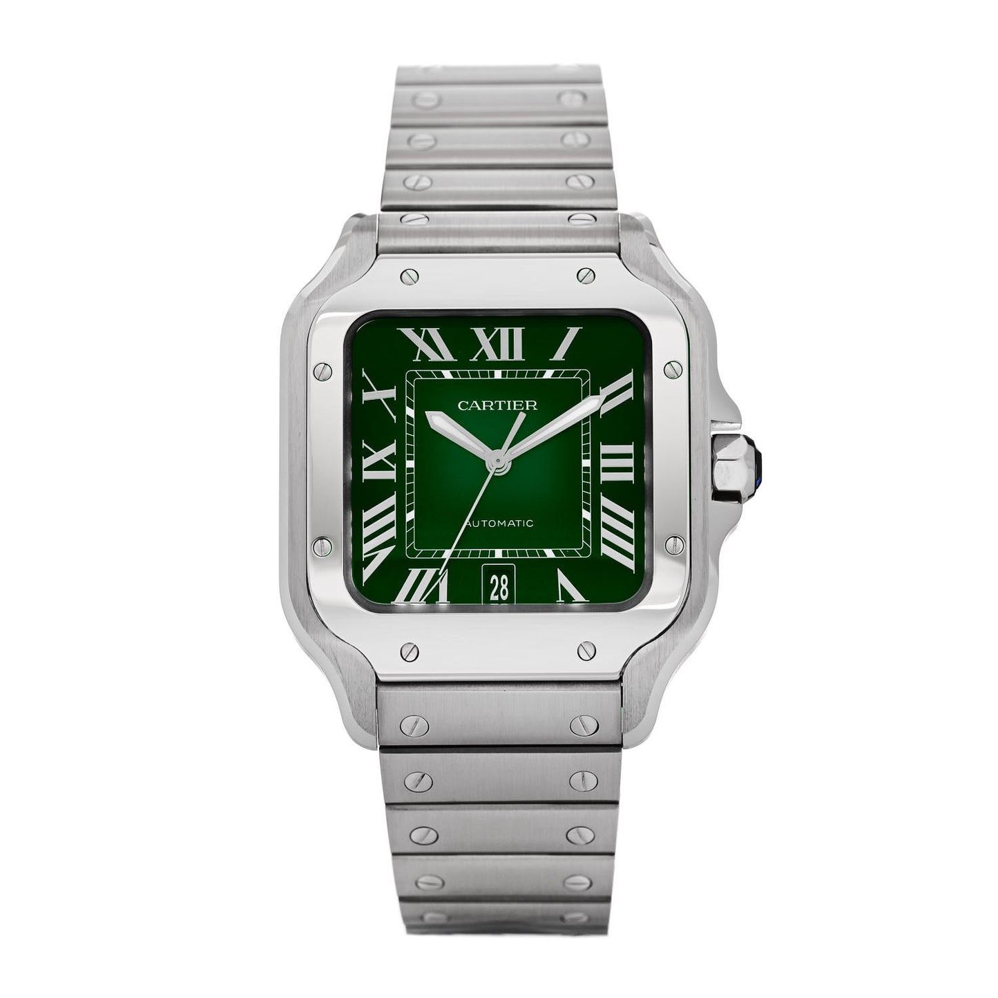 Stainless Steel 39.8mm Santos De Cartier Automatic Watch Green