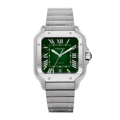 Cartier Stainless Steel 39.8mm Santos De Cartier Automatic Watch Green 1 of 5