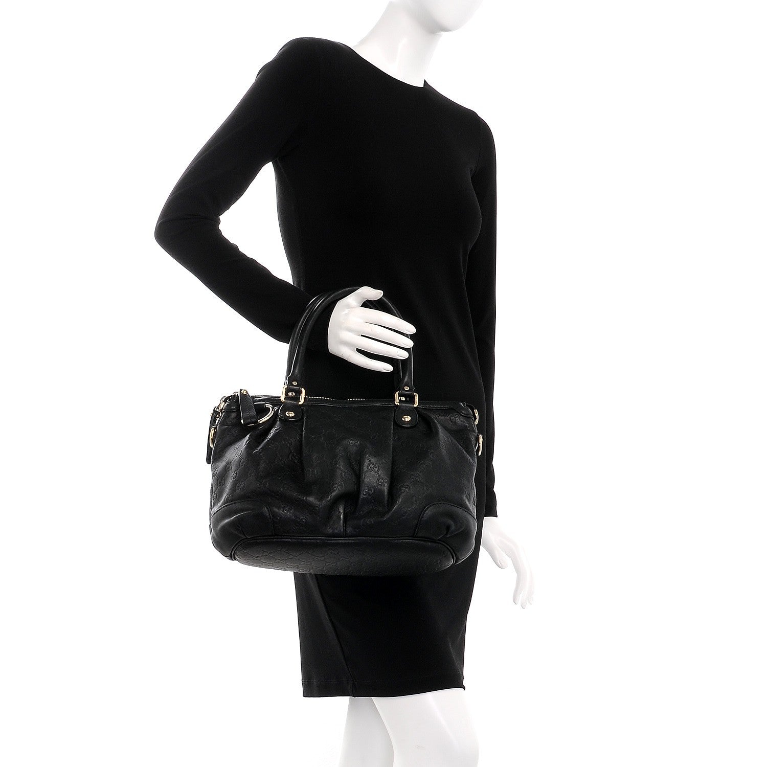 Gucci Guccissima Medium Sukey Top Handle Bag Black 3 of 8