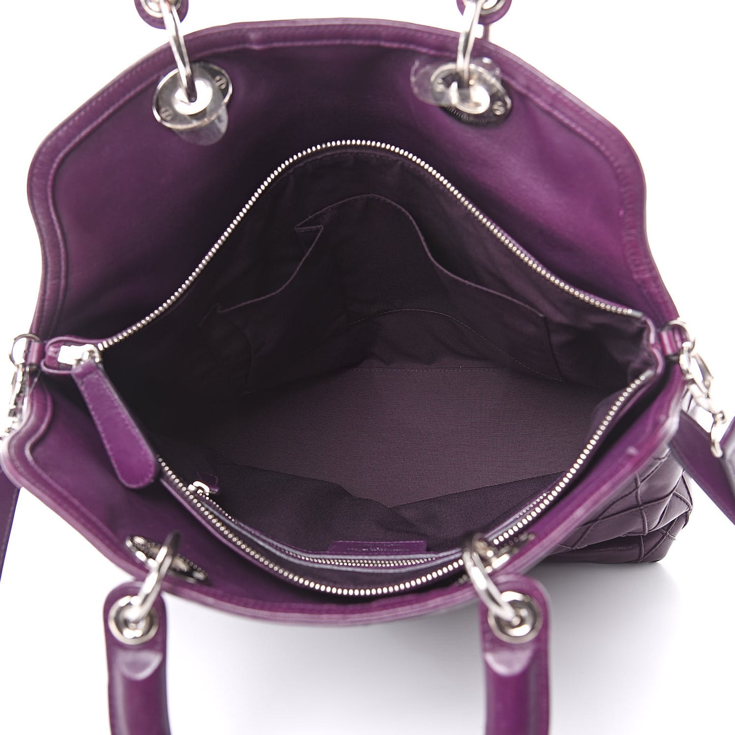 Lambskin Cannage Medium Granville Tote Purple