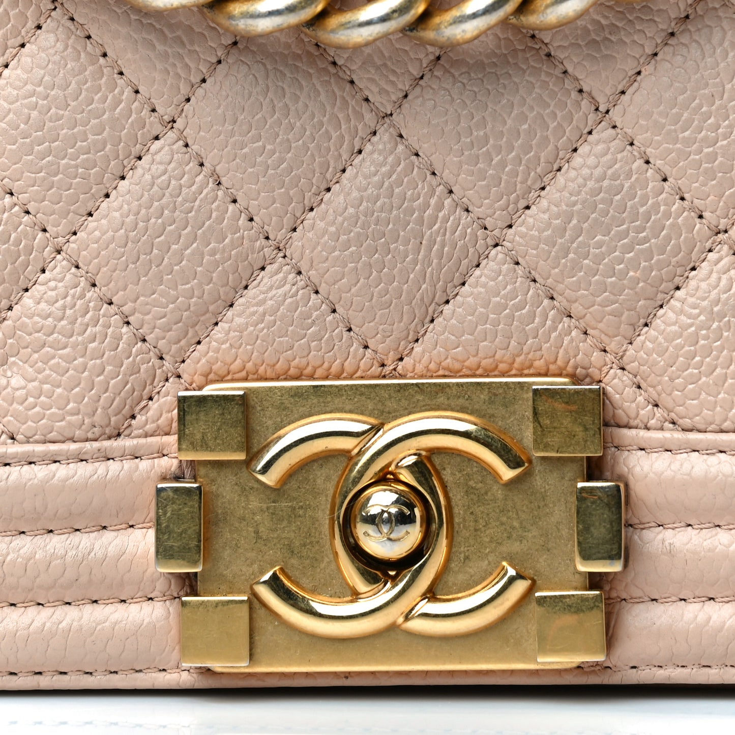 Caviar Quilted Medium Boy Flap Beige
