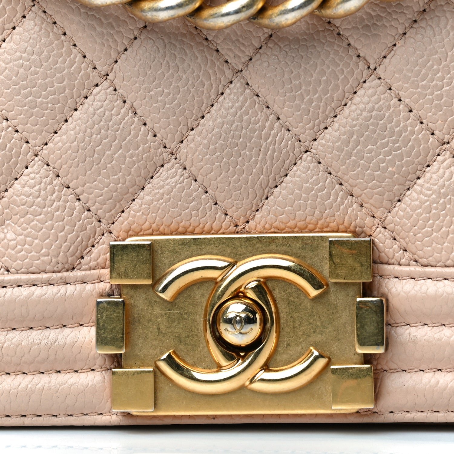 Chanel Caviar Quilted Medium Boy Flap Beige 16 of 27