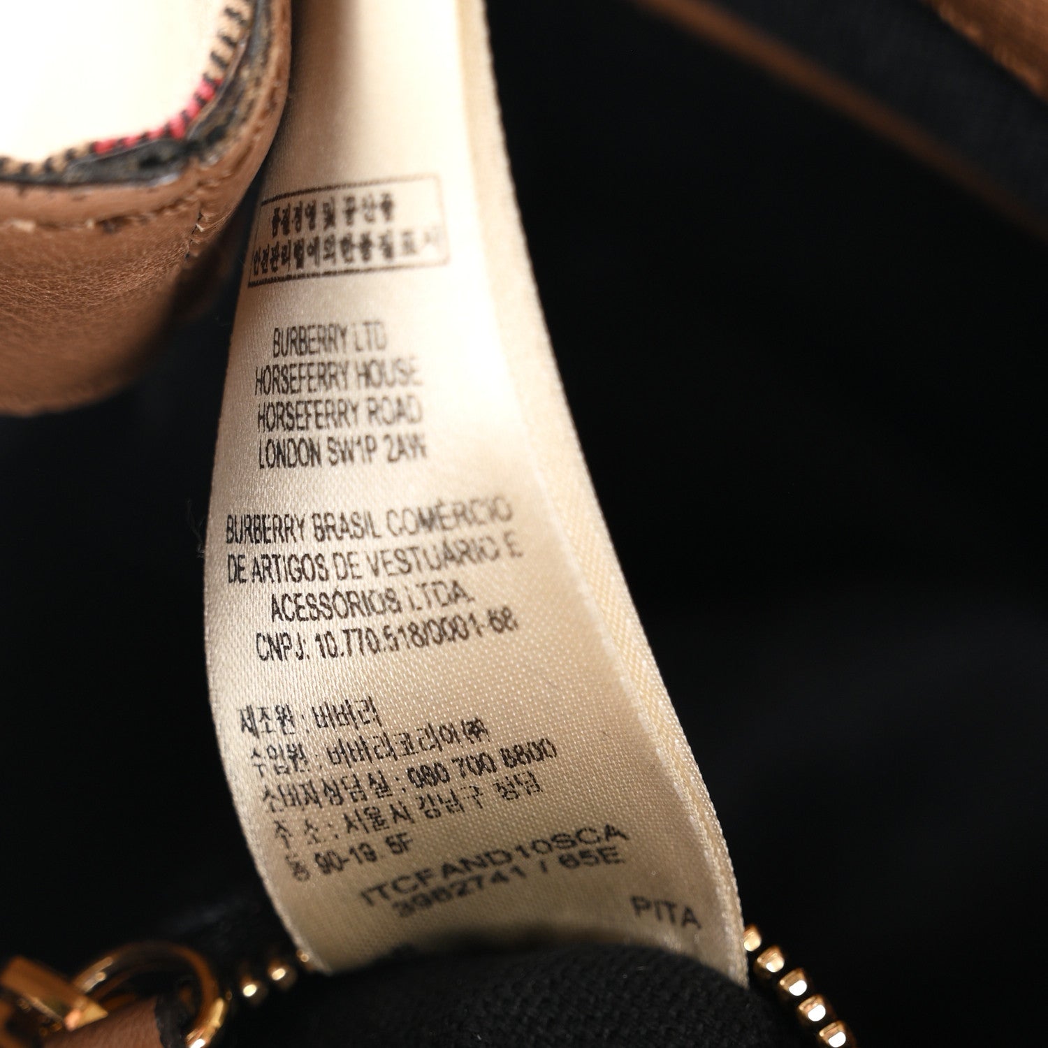Burberry Derby Calfskin House Check Small Banner Tote Dark Sand 7 of 12