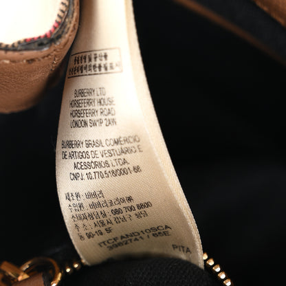 Burberry Derby Calfskin House Check Small Banner Tote Dark Sand 7 of 12