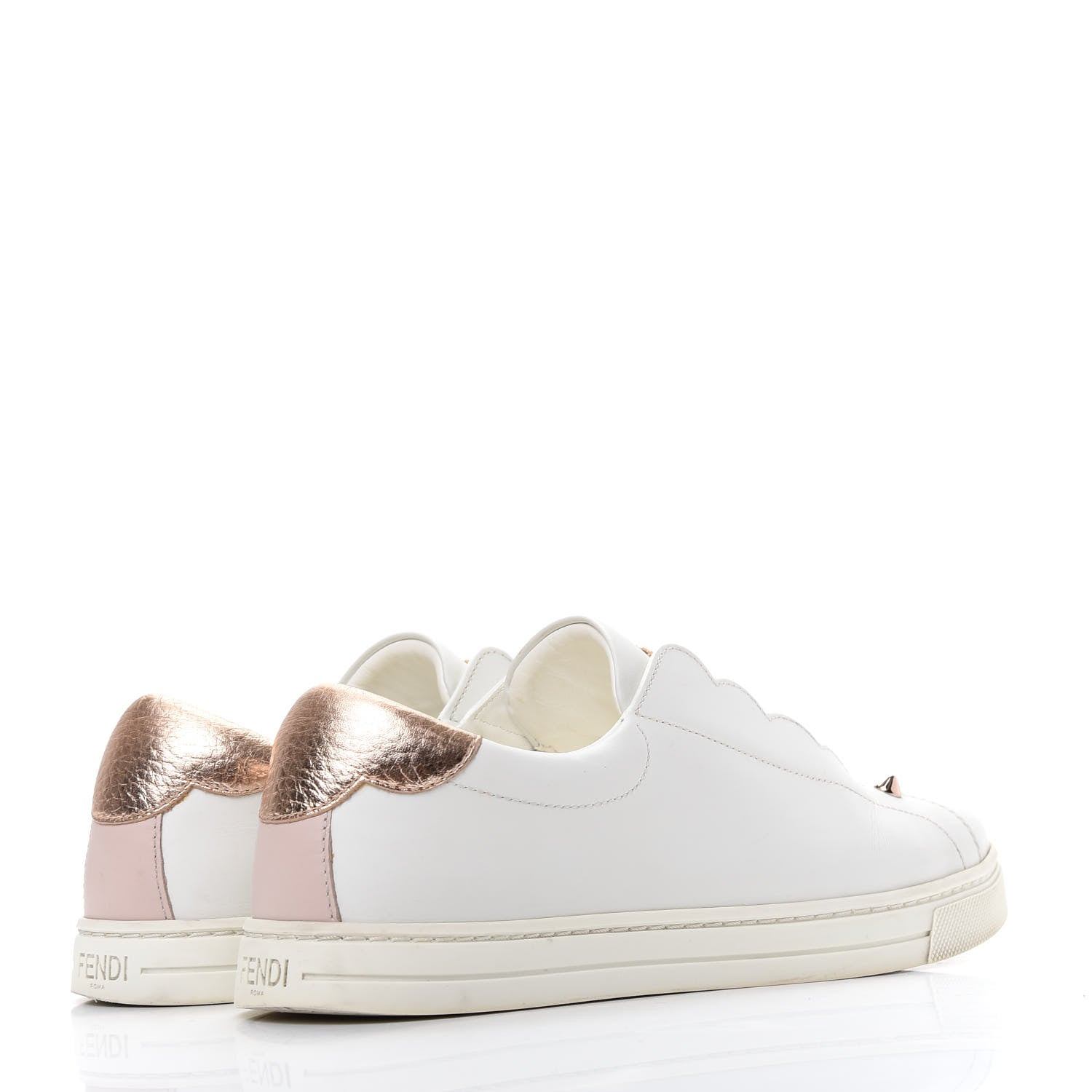 Fendi Vitello Lurex Rockoclick Slip On Sneakers 36.5 White Soap Rose Gold 4 of 11