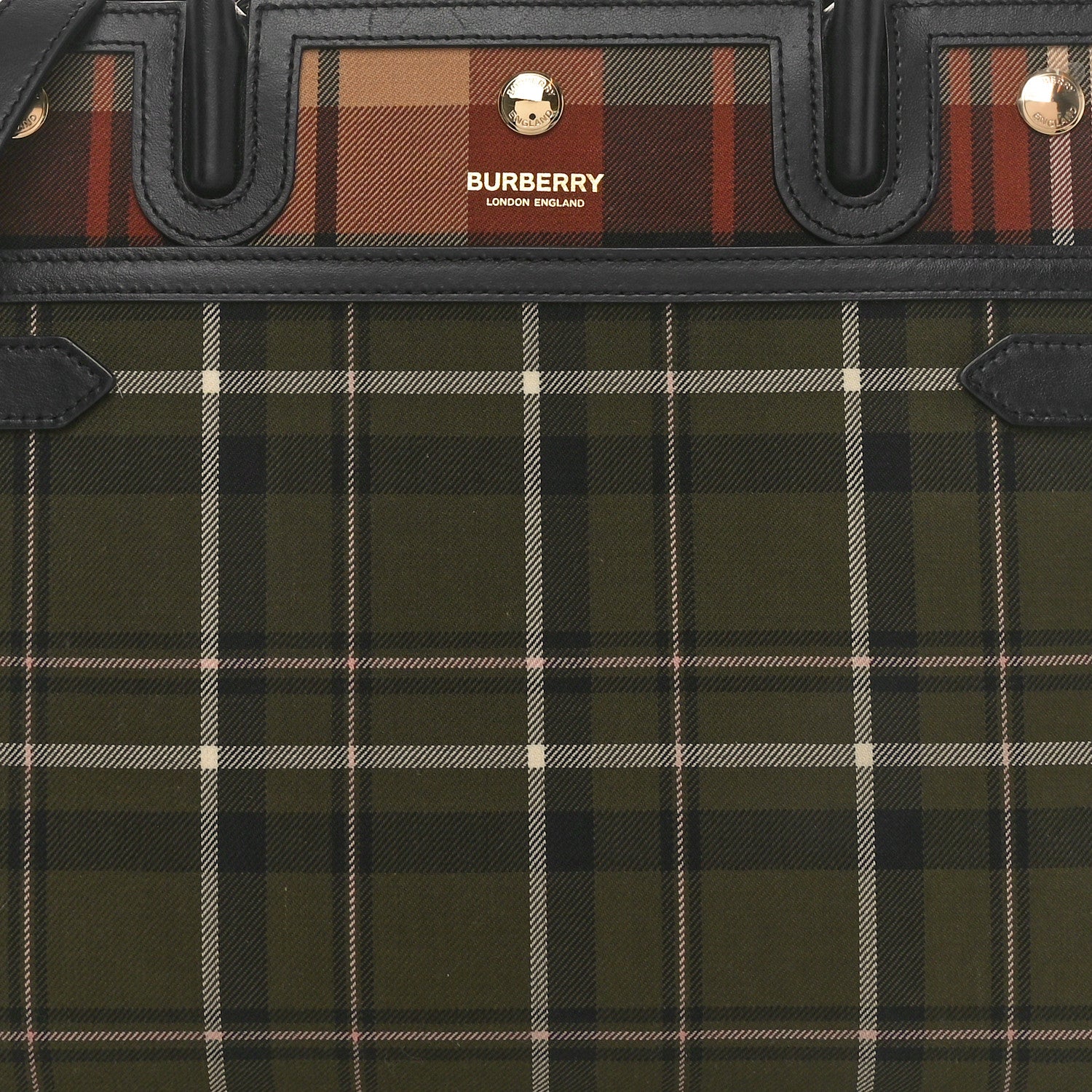Burberry Wool Tartan Two Handle Title Bag Dark Green 7 of 11
