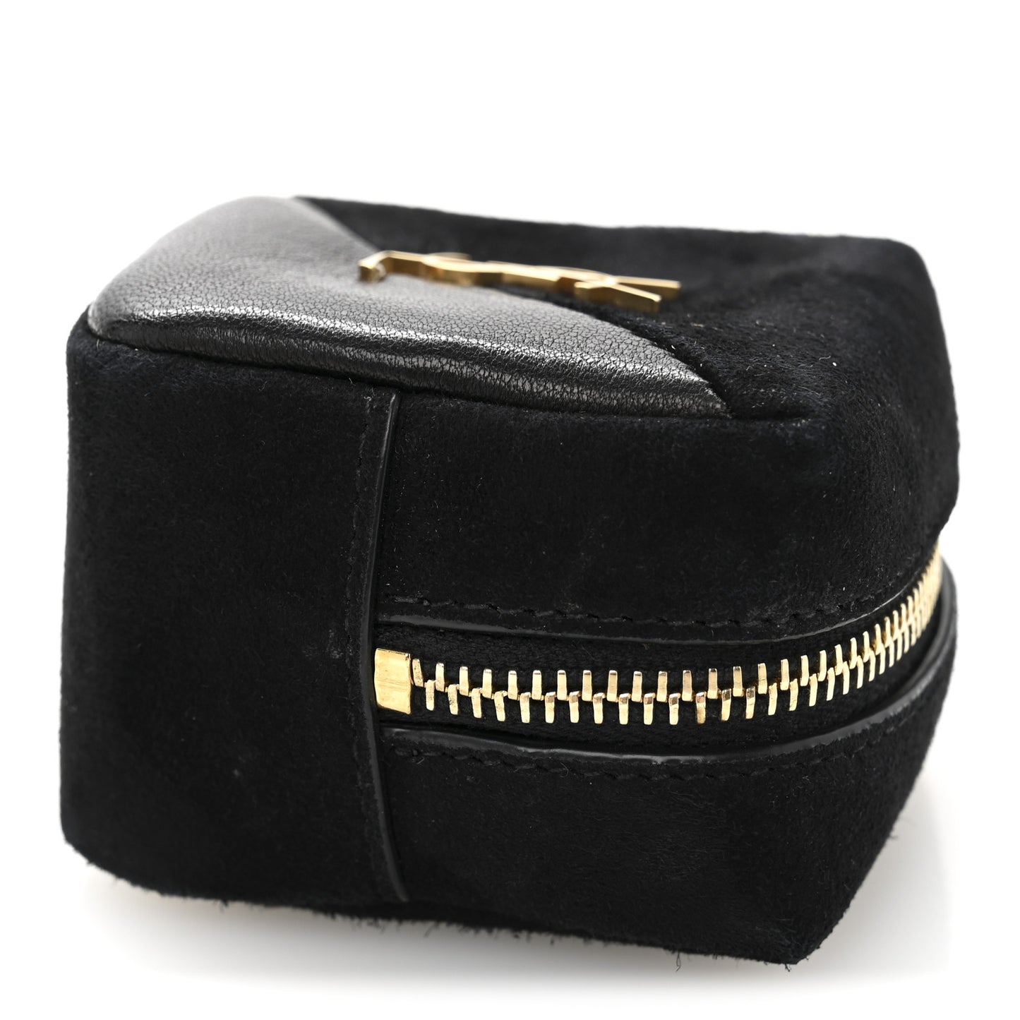 Suede Lambskin Jaime Cube Charm Keychain Black