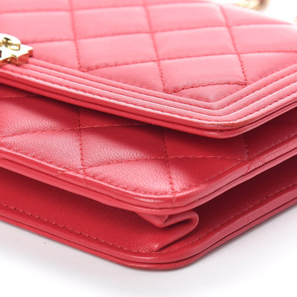 Chanel Lambskin Quilted Boy Wallet On Chain WOC Dark Pink 10 of 12