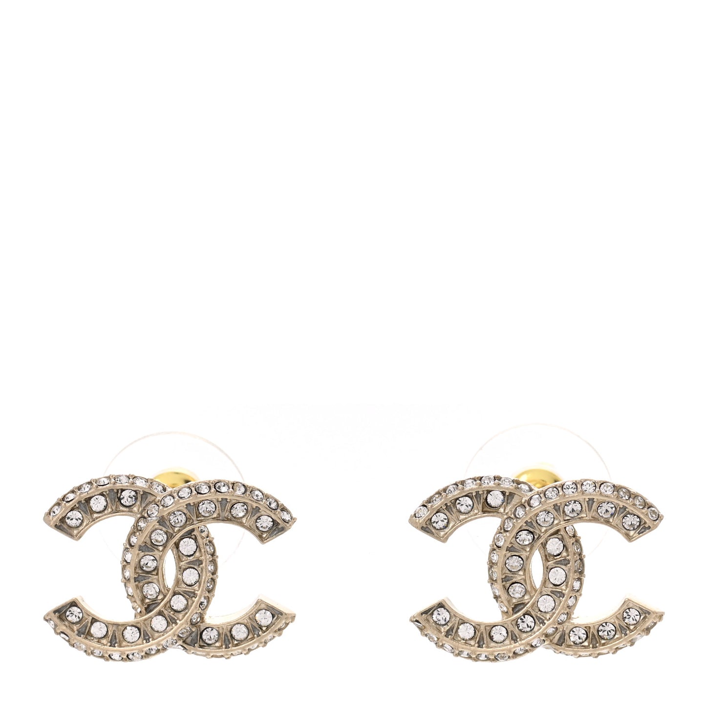 Crystal Timeless CC Earrings Light Gold