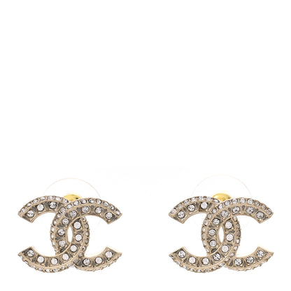 Chanel Crystal Timeless CC Earrings Light Gold 1 of 5