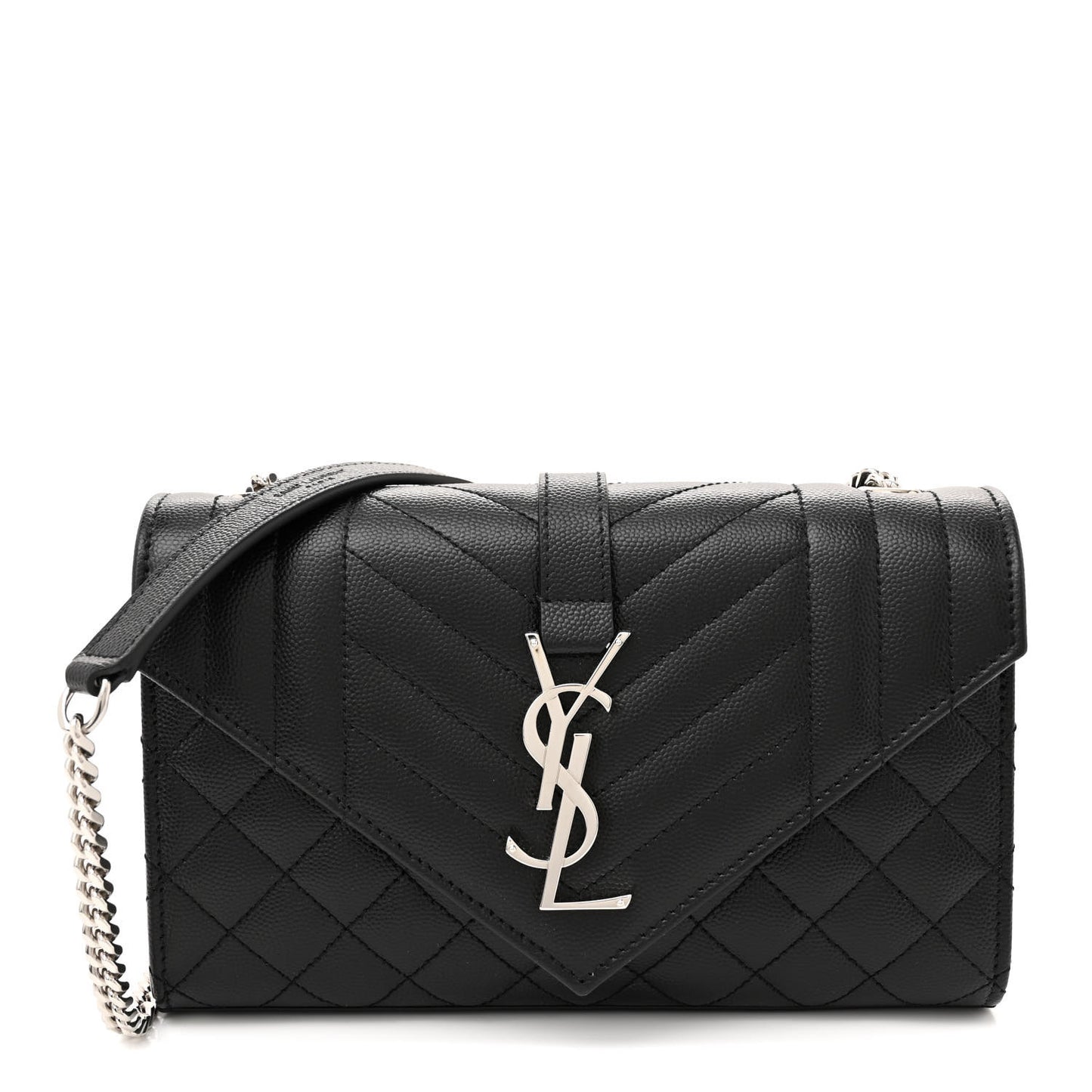 Grain De Poudre Textured Mixed Matelasse Triquilt Small Monogram Satchel Black