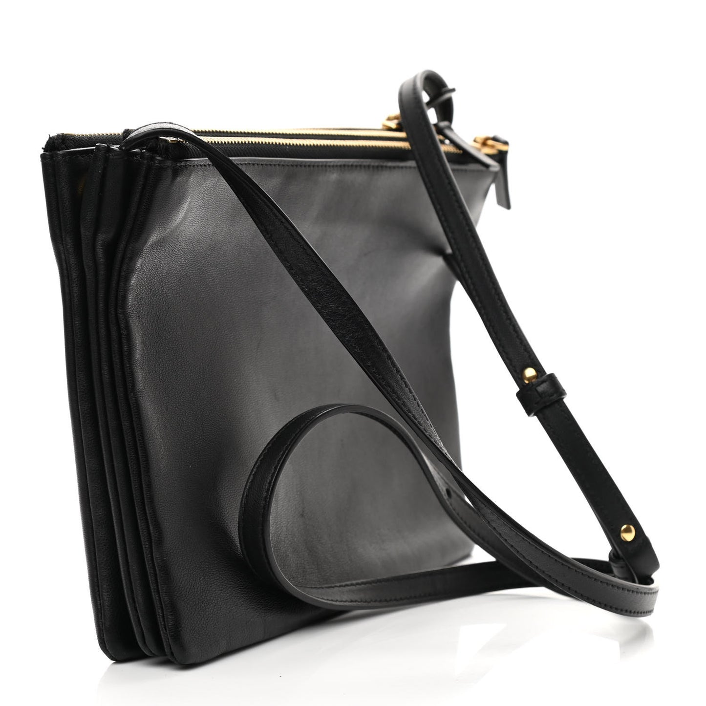 Lambskin Large Trio Crossbody Bag Black