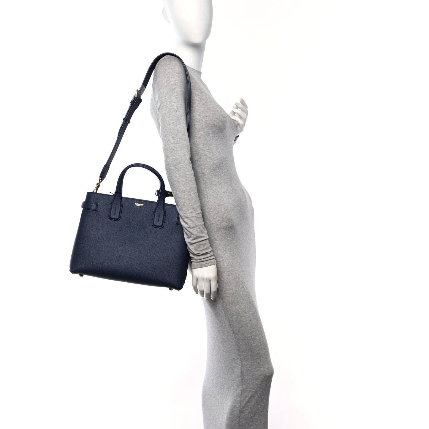 Derby Calfskin Vintage Check Medium Banner Tote Regency Blue