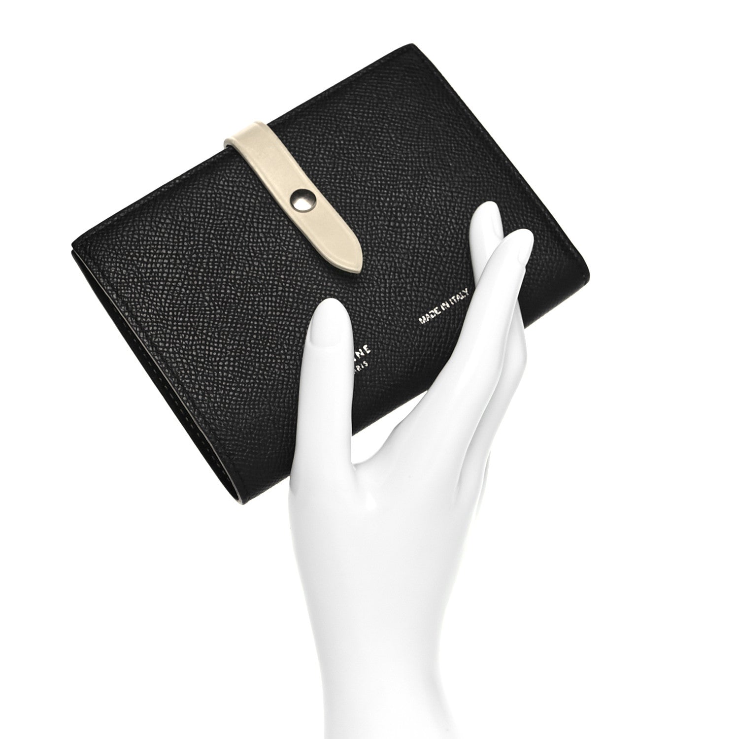 Celine Grained Calfskin Medium Multifunction Strap Wallet Black Chalk 2 of 10