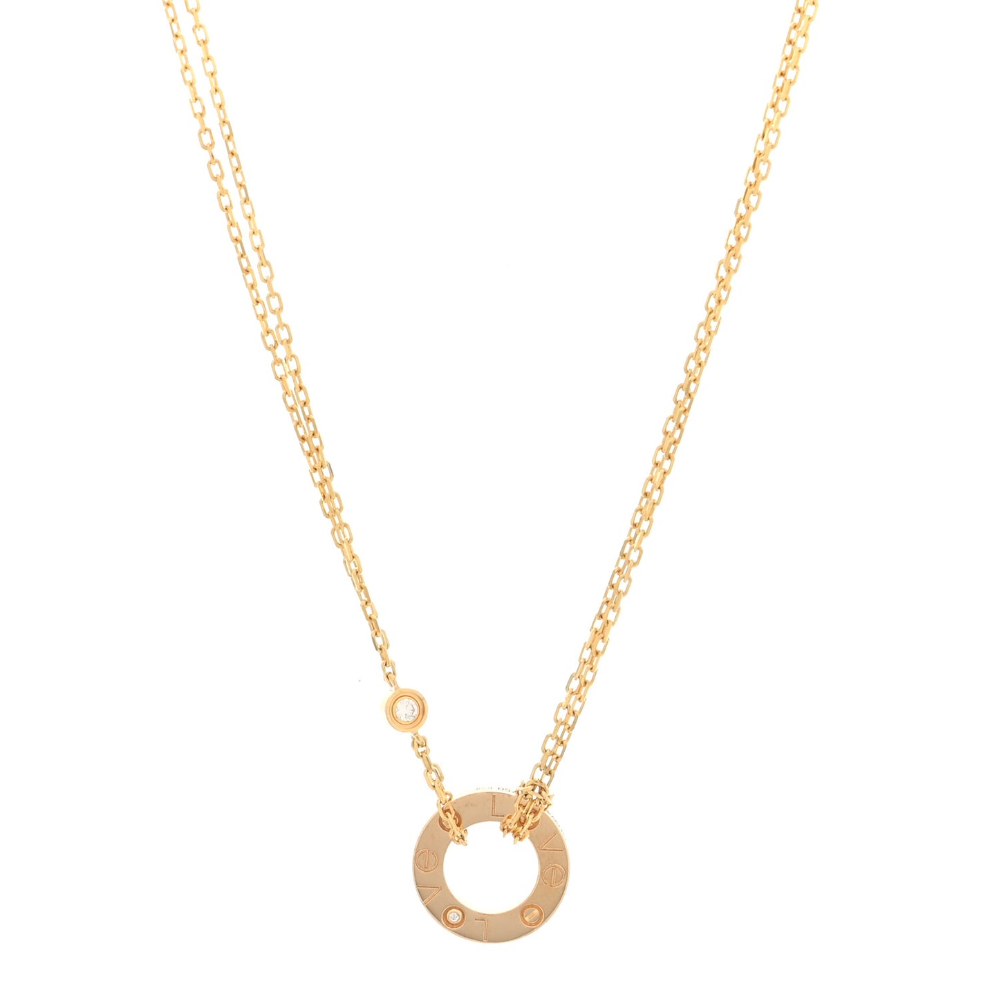 18K Yellow Gold 2 Diamond LOVE Necklace