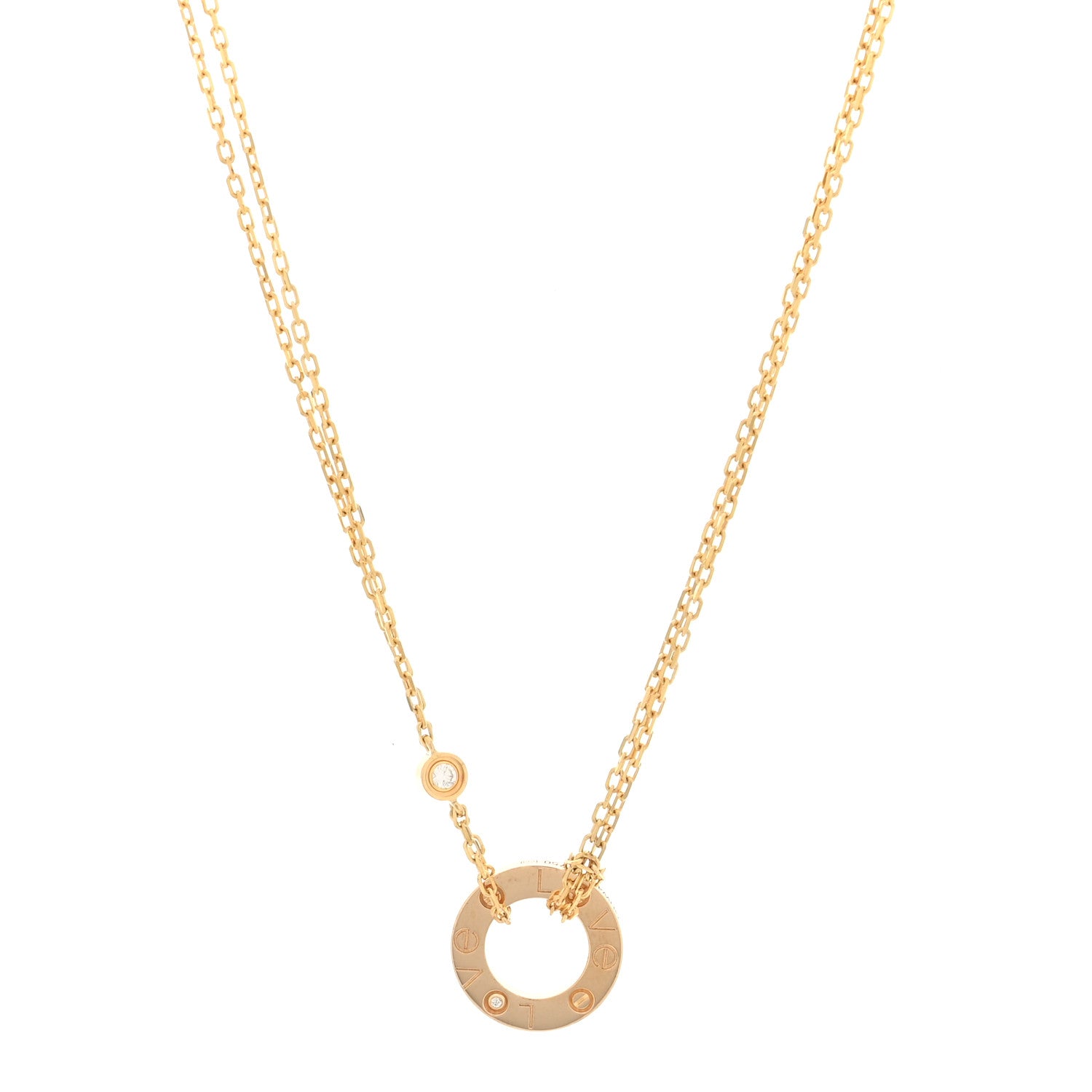 Cartier 18K Yellow Gold 2 Diamond LOVE Necklace 1 of 5