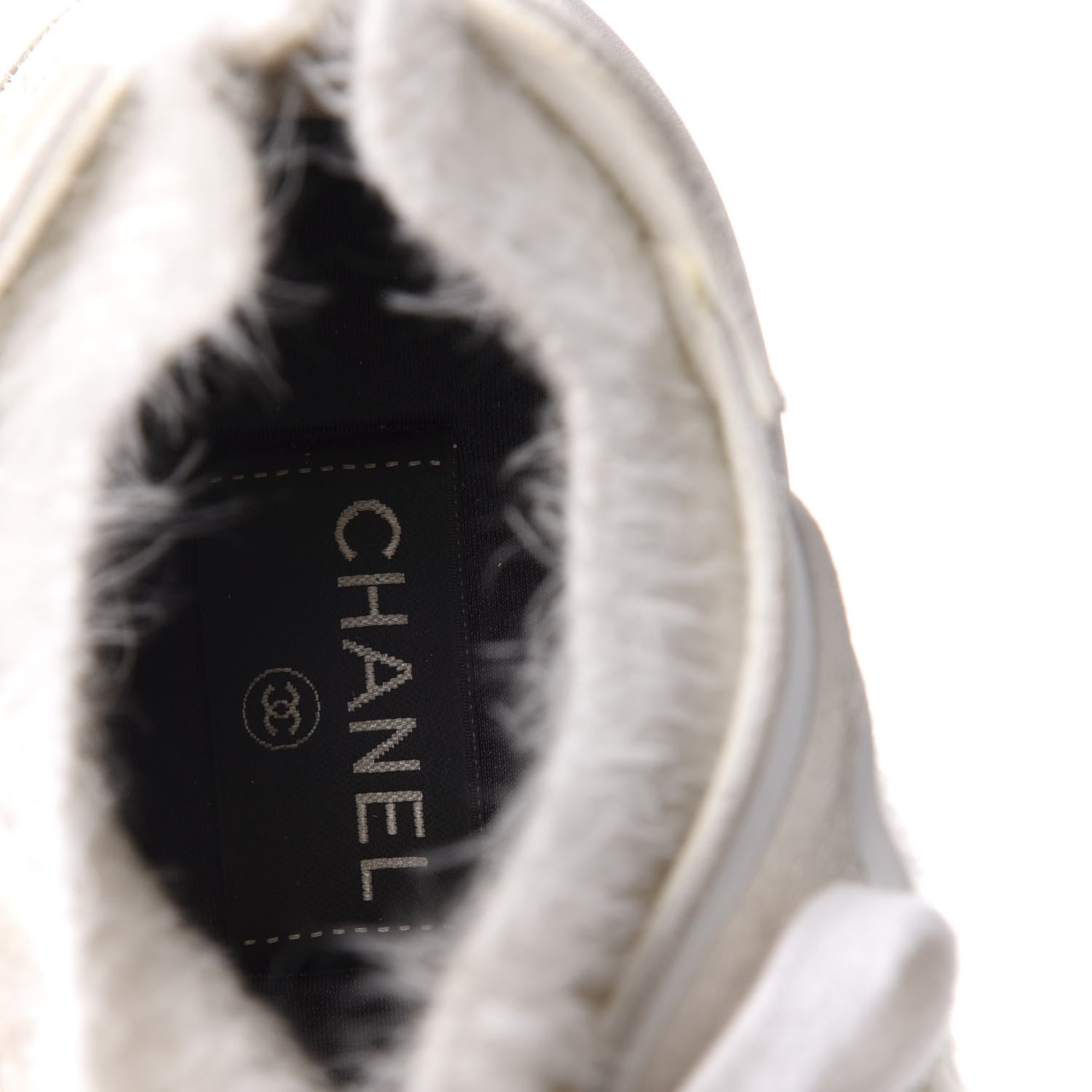 Chanel Fabric Calfskin Suede CC Womens Sneakers 40 White 7 of 8
