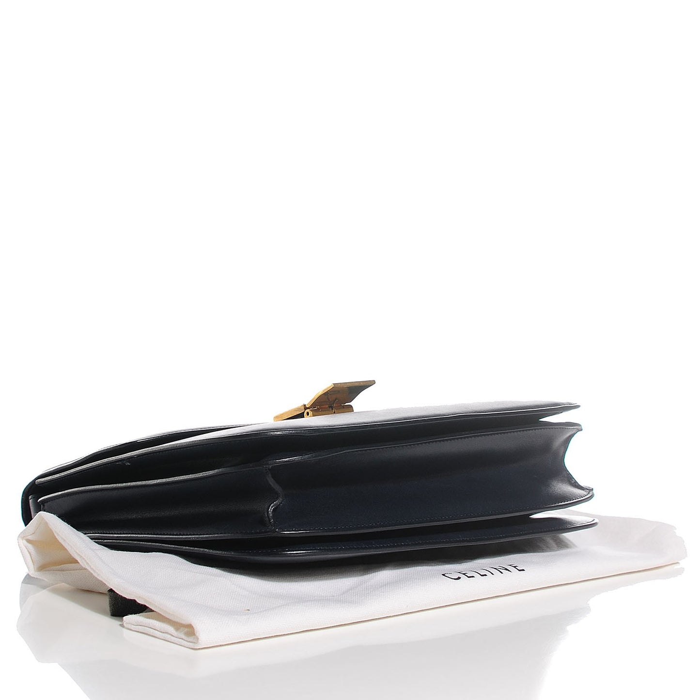 Smooth Calfskin Large Classic Box Flap Bag Navy