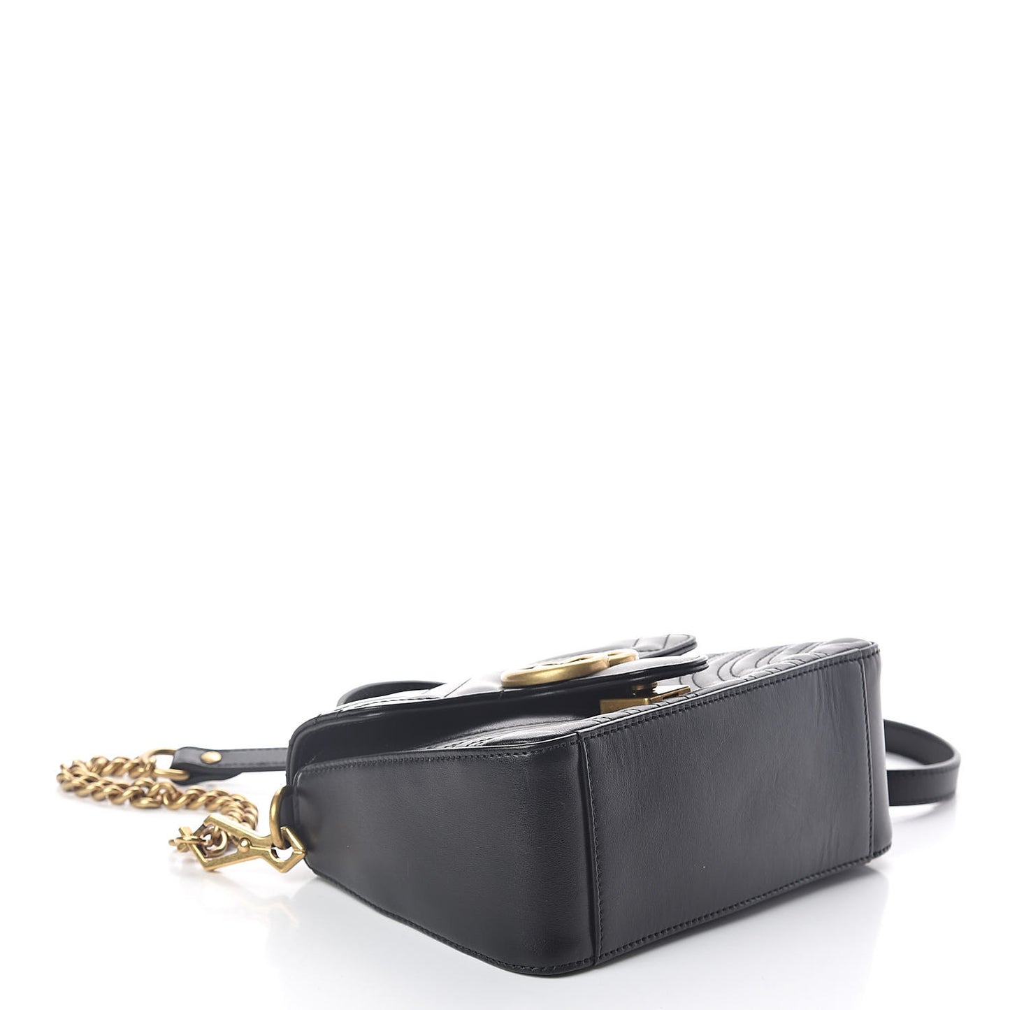 Calfskin Matelasse Mini GG Marmont Top Handle Shoulder Bag Black