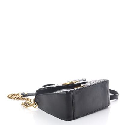 Gucci Calfskin Matelasse Mini GG Marmont Top Handle Shoulder Bag Black 4 of 9
