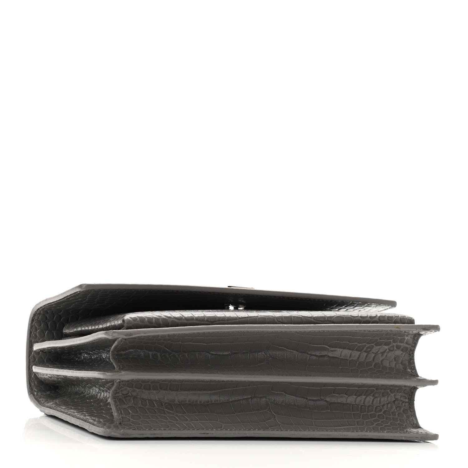 Saint Laurent Calfskin Crocodile Embossed Medium Monogram Sunset Fog 4 of 9