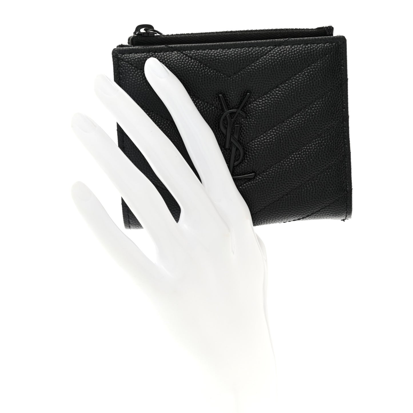 Grain De Poudre Matelasse Chevron Monogram Zipped Card Case Black