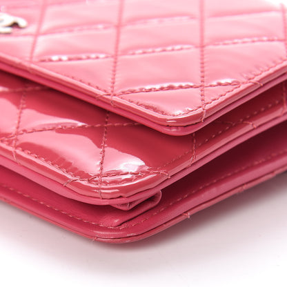 Chanel Patent Quilted Wallet On Chain WOC Fuchsia 11 of 14