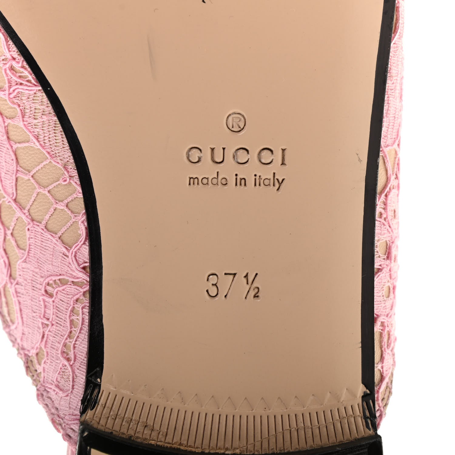 Gucci Lace Malaga Kid Womens Princetown Slippers 37.5 Sugar Pink Skin Rose 6 of 8