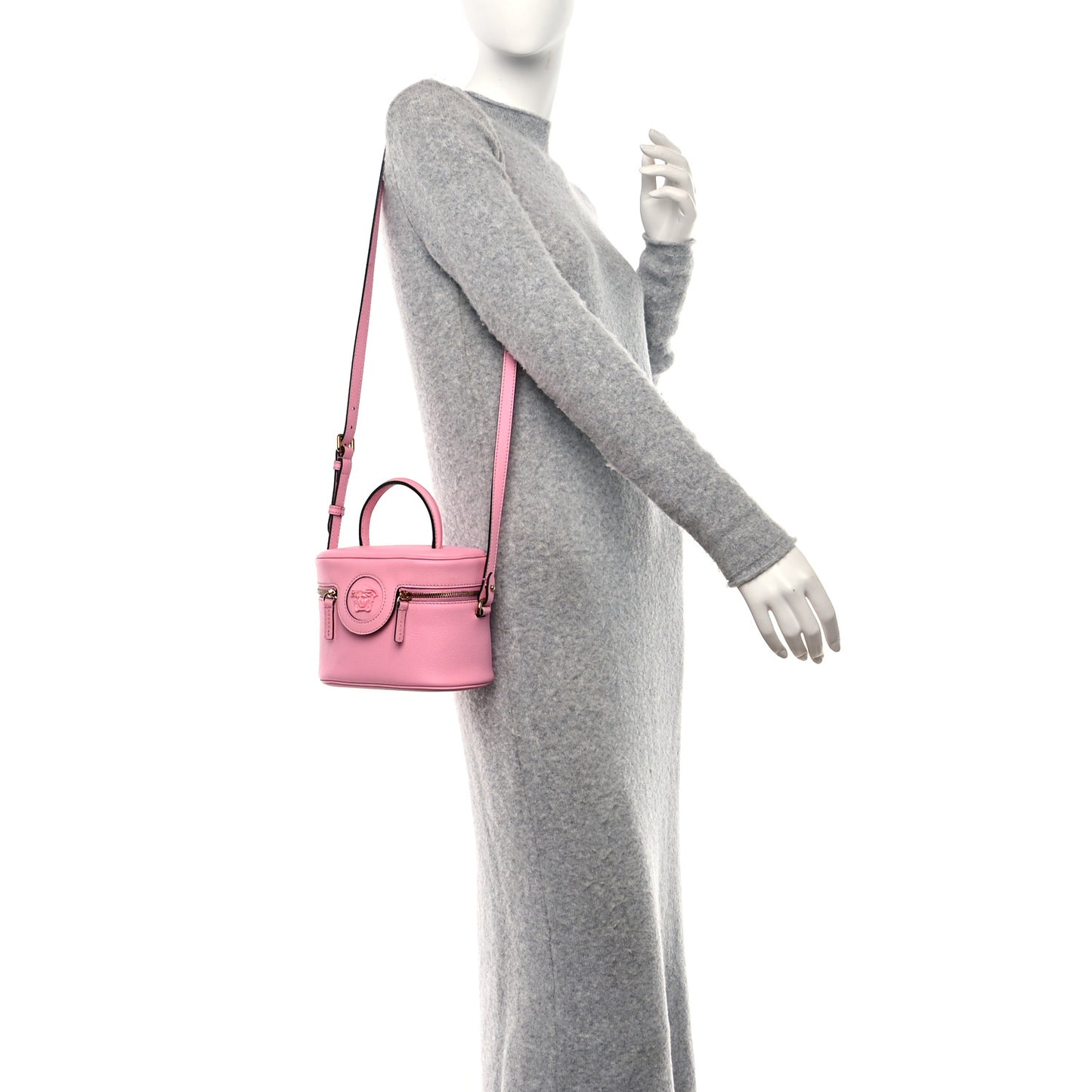 Grained Calfskin Medusa Vanity Case Pink