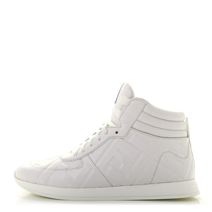 Fendi Nappa Macro FF Embossed Womens High Top Sneakers 36 White Ice 1 of 8